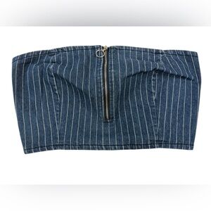 Kendall & Kylie Denim Pinstripe Crop Top